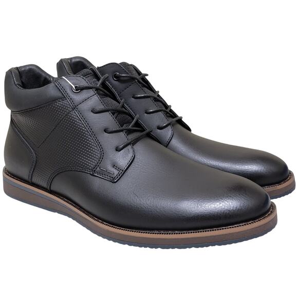 Nunn Bush Men Circuit DC Plain Toe Chukka Boots Size US 10M Black Faux Leather - Picture 1 of 6